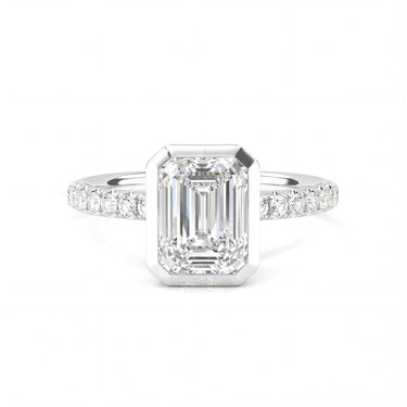 Bezel Pavé Emerald Cut Diamond Ring - Beyon Diamond