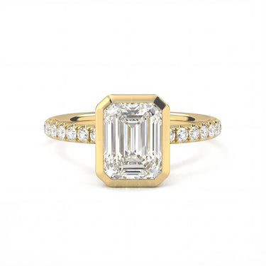 Bezel Pavé Emerald Cut Diamond Ring - Beyon Diamond