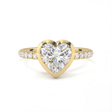 Bezel Pavé Heart Cut Diamond Ring - Beyon Diamond