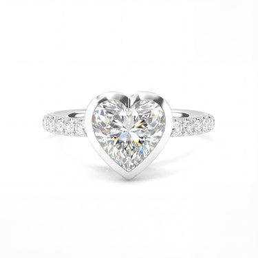 Bezel Pavé Heart Cut Diamond Ring - Beyon Diamond