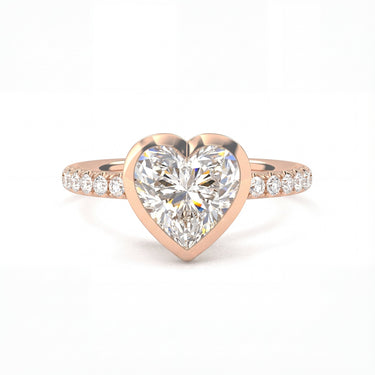 Bezel Pavé Heart Cut Diamond Ring - Beyon Diamond