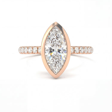 Bezel Pavé Marquise Cut Diamond Ring - Beyon Diamond