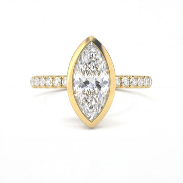 Bezel Pavé Marquise Cut Diamond Ring - Beyon Diamond