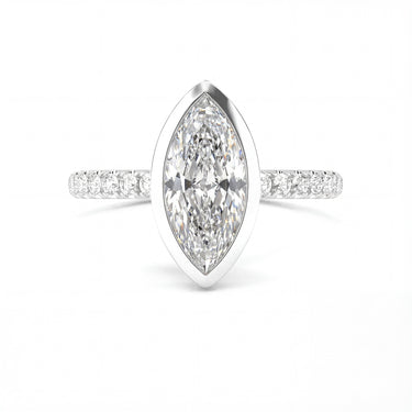 Bezel Pavé Marquise Cut Diamond Ring - Beyon Diamond