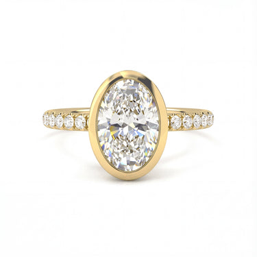 Bezel Pavé Oval Cut Diamond Ring - Beyon Diamond