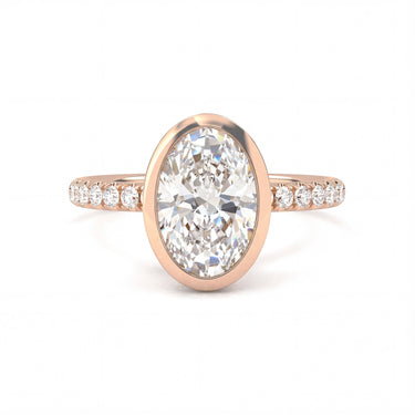 Bezel Pavé Oval Cut Diamond Ring - Beyon Diamond