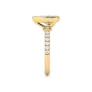 Bezel Pavé Pear Cut Diamond Ring - Beyon Diamond