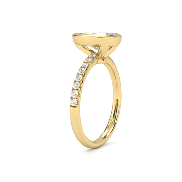 Bezel Pavé Pear Cut Diamond Ring - Beyon Diamond