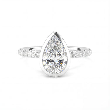 Bezel Pavé Pear Cut Diamond Ring - Beyon Diamond