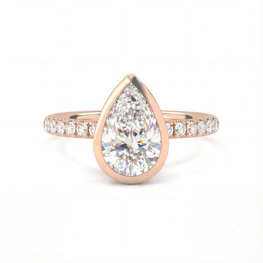 Bezel Pavé Pear Cut Diamond Ring - Beyon Diamond