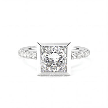 Bezel Pavé Princess Cut Diamond Ring - Beyon Diamond