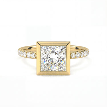 Bezel Pavé Princess Cut Diamond Ring - Beyon Diamond