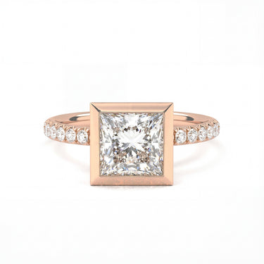 Bezel Pavé Princess Cut Diamond Ring - Beyon Diamond