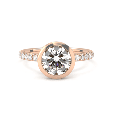 Bezel Pavé Round Cut Diamond Ring - Beyon Diamond