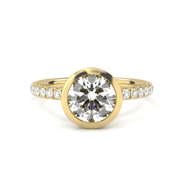Bezel Pavé Round Cut Diamond Ring - Beyon Diamond