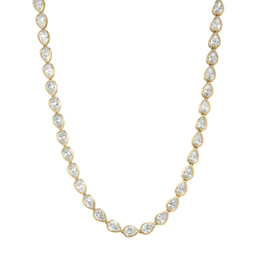 Bezel Set Pear Cut Diamond Tennis Necklace 7CTW - Beyon Diamond