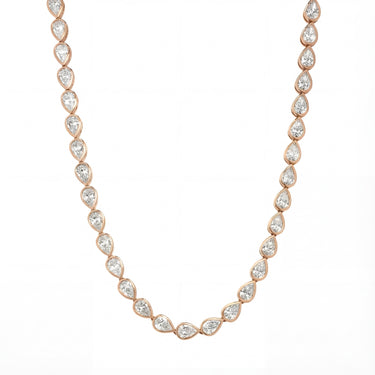 Bezel Set Pear Cut Diamond Tennis Necklace 7CTW - Beyon Diamond