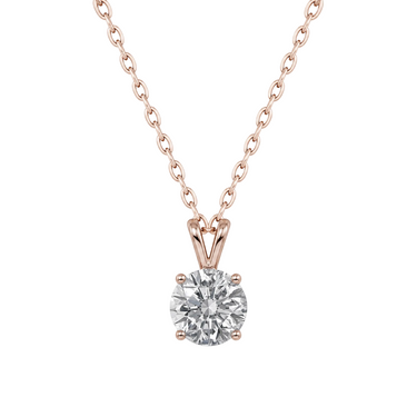 Classic V Shaped Round Lab Grown Diamond Solitaire Pendant Necklace