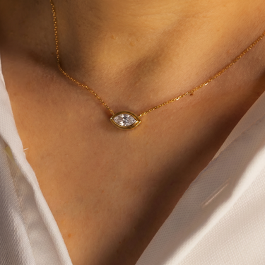 Marquise Diamond Evil Eye Bezel Setting Necklace