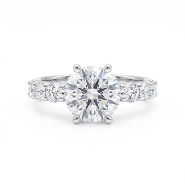 6-Prong Lab Grown Diamond Engagement Ring with Full Pavé Inlay