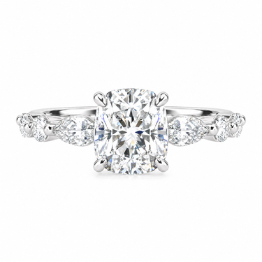 Cushion Cut With Marquise Side Stone Diamond Ring