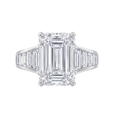 Emerald Cut Engagement Ring With Tapered Baguette Side Stones
