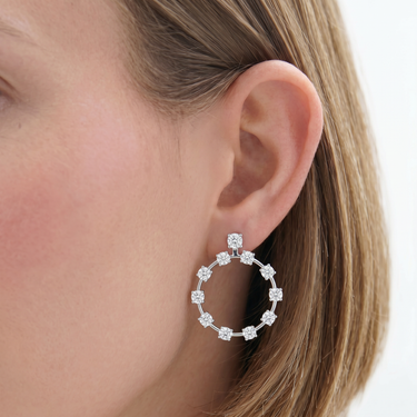 Diamond Halo Circle Hoop Earrings
