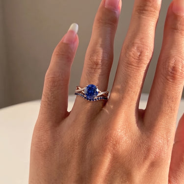 Round Cut Lab Grown Sapphire Twisted Band Ring