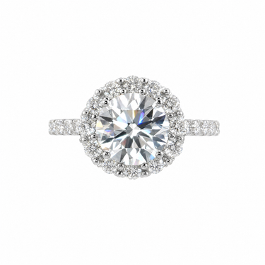 Vintage Halo Pavé Round Cut Diamond Engagement Ring