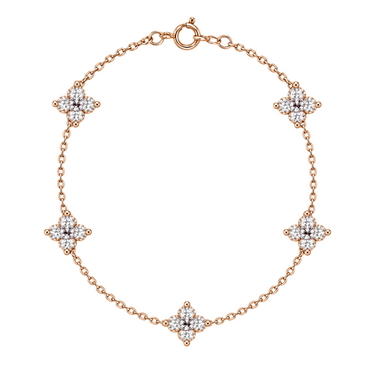 Diamond Clover Station Chain Bracelet