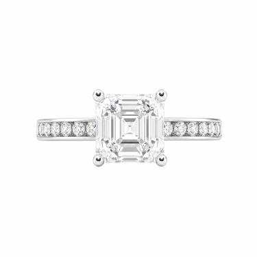Channel Setting Pavé Engagement Ring Asscher Cut