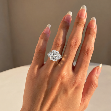 Radiant Cut Three Stone Diamond Engagement Ring
