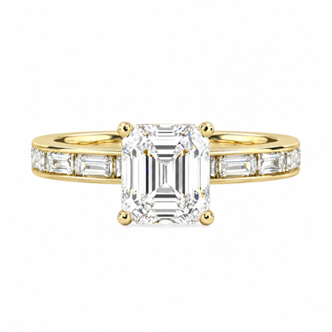 Channel Setting Baguette Pavé Engagement Ring Asscher Cut