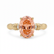 Oval Pink Diamond Ring with Brushed Bamboo Inspired Setting