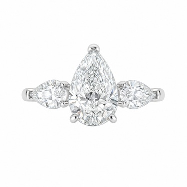 Pear Cut Three Stone Engagement Ring with Pear Side Stones