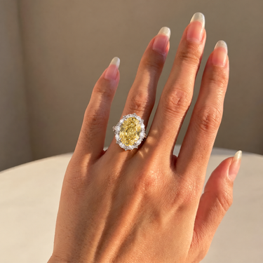 13ct Oval Cut Yellow Diamond Halo Engagement Ring