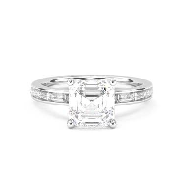 Channel Setting Baguette Pavé Engagement Ring - Asscher Cut - Beyon Diamond