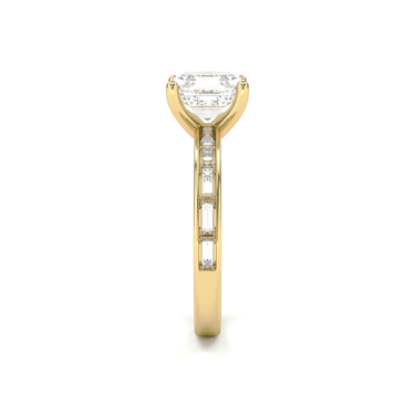 Channel Setting Baguette Pavé Engagement Ring - Asscher Cut - Beyon Diamond