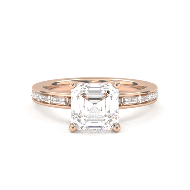 Channel Setting Baguette Pavé Engagement Ring - Asscher Cut - Beyon Diamond
