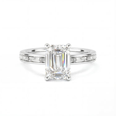Channel Setting Baguette Pavé Engagement Ring - Emerald Cut - Beyon Diamond