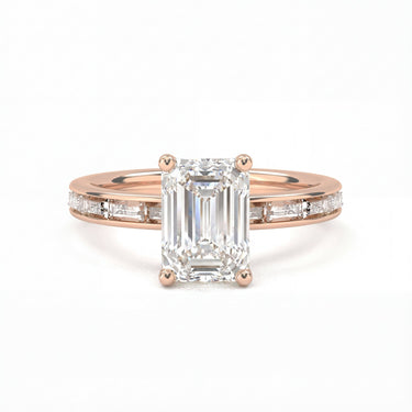 Channel Setting Baguette Pavé Engagement Ring - Emerald Cut - Beyon Diamond