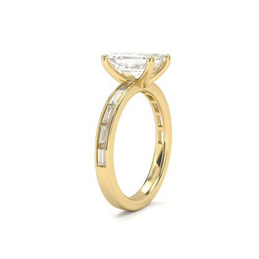 Channel Setting Baguette Pavé Engagement Ring - Emerald Cut - Beyon Diamond