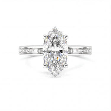 Channel Setting Baguette Pavé Engagement Ring - Marquise Cut - Beyon Diamond