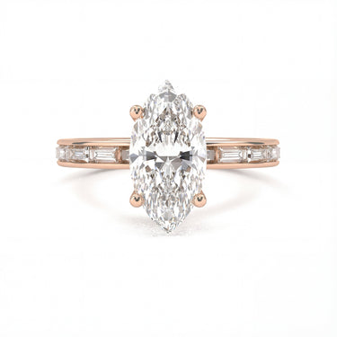 Channel Setting Baguette Pavé Engagement Ring - Marquise Cut - Beyon Diamond