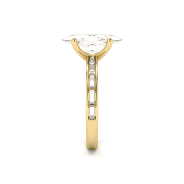Channel Setting Baguette Pavé Engagement Ring - Marquise Cut - Beyon Diamond
