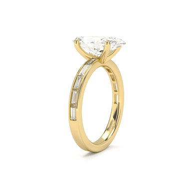 Channel Setting Baguette Pavé Engagement Ring - Marquise Cut - Beyon Diamond