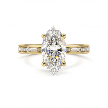 Channel Setting Baguette Pavé Engagement Ring - Marquise Cut - Beyon Diamond