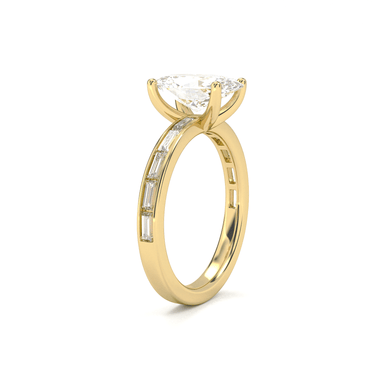 Channel Setting Baguette Pavé Engagement Ring - Oval Cut - Beyon Diamond
