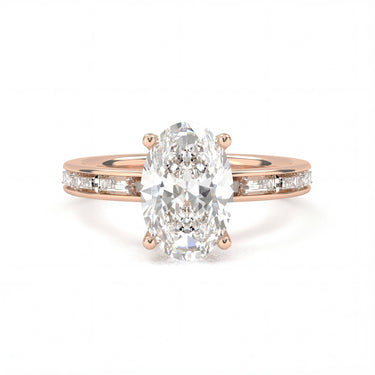 Channel Setting Baguette Pavé Engagement Ring - Oval Cut - Beyon Diamond