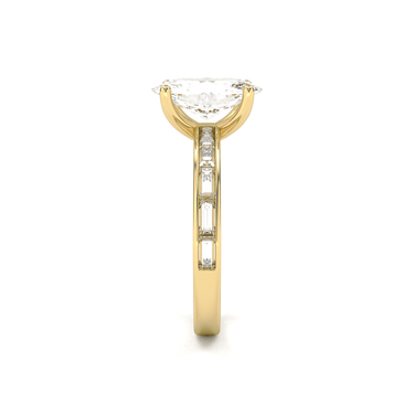 Channel Setting Baguette Pavé Engagement Ring - Oval Cut - Beyon Diamond